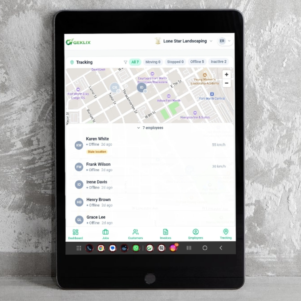 Live GPS tracking of field teams